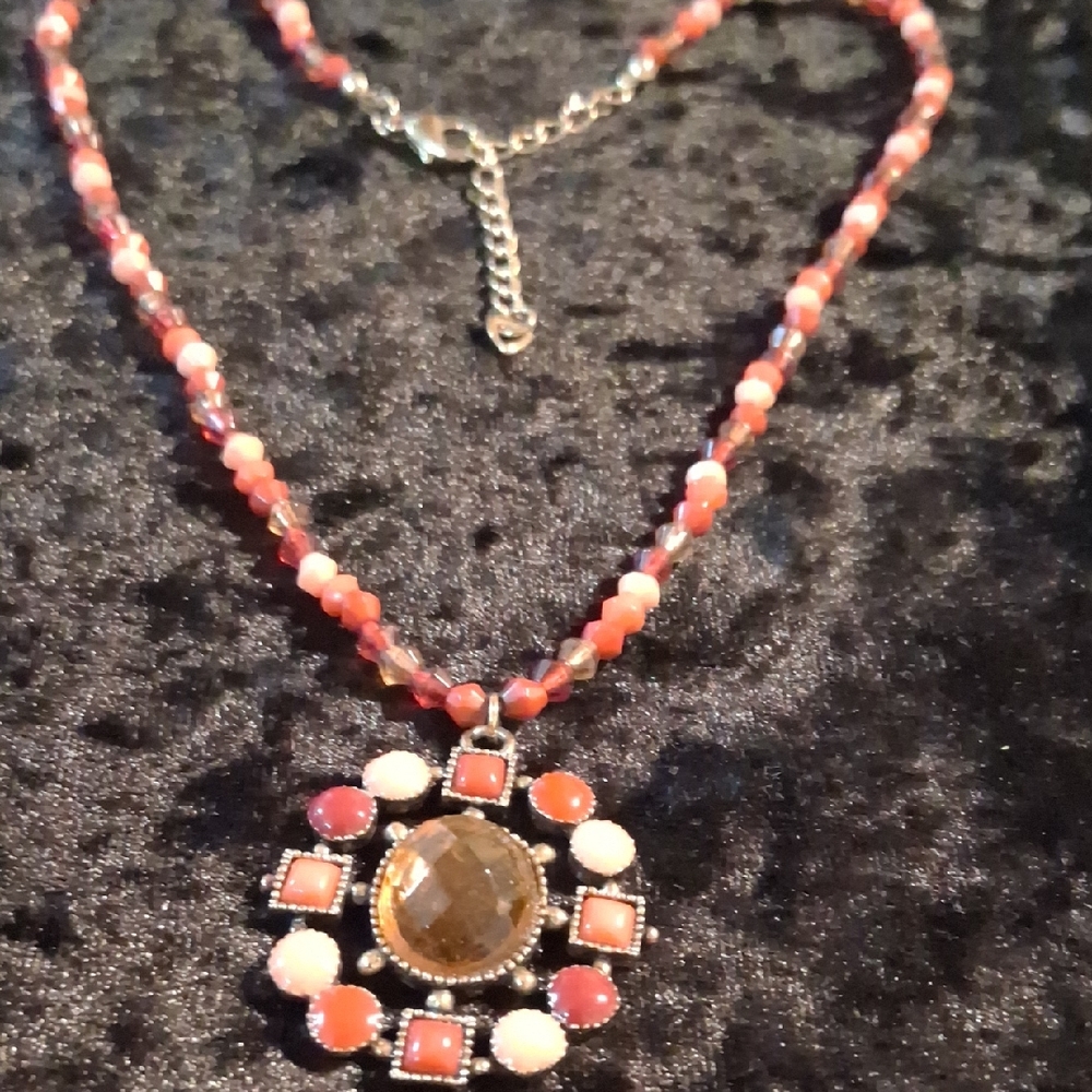 Elegant Pink and Silver Necklace
